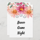 Bunco Floral Dice Game Party Kaart (Voorkant / Achterkant)