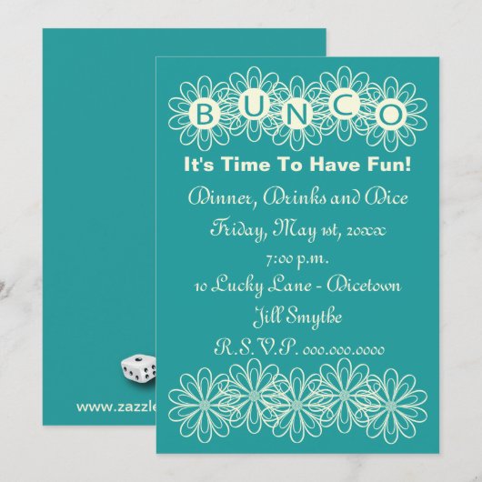 Bunco Flower Invitation Kaart (Voorkant / Achterkant)