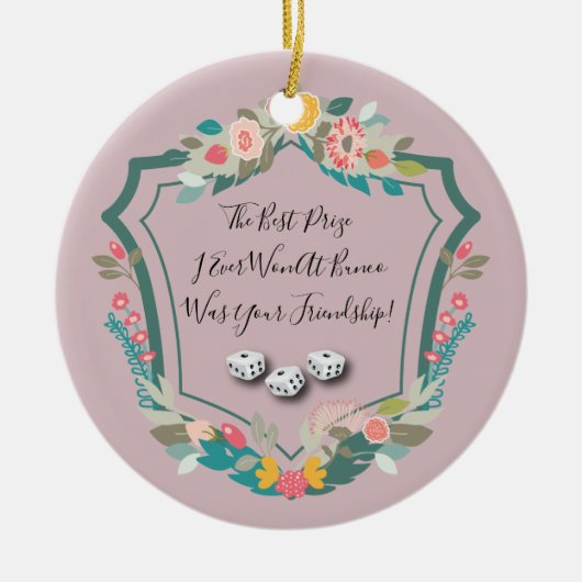 Bunco Friendship Best Prize Quote Dice Keramisch Ornament (Voorkant)