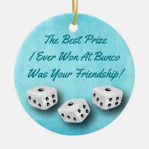 Bunco Friendship Dice Waterverf Kerstmis Keramisch Ornament