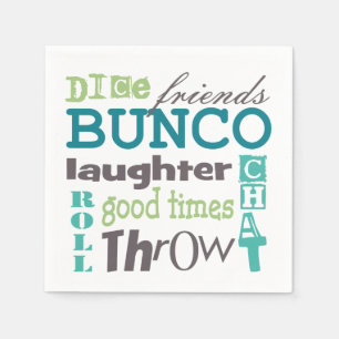 Bunco Fun TYpography Woorden Servet