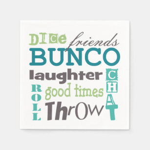 Bunco Fun TYpography Woorden Servet