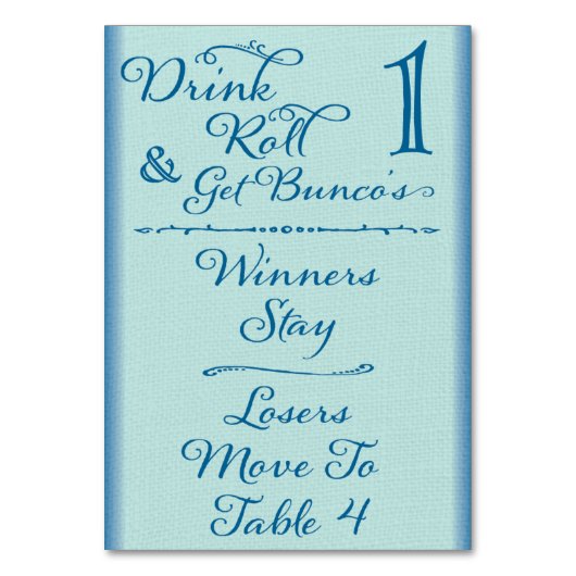 Bunco Funny Drink & Roll Table Kaart #1 van 4 (Voorkant)