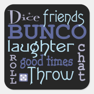 Bunco Game Night Blue en Paarse moderne typografie Vierkante Sticker