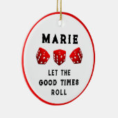 Bunco Game Night Classic Round Sticker Keramisch Ornament (Rechts)