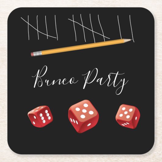 Bunco Game Night Lucky Red Dice Kartonnen Onderzetters (Voorkant)