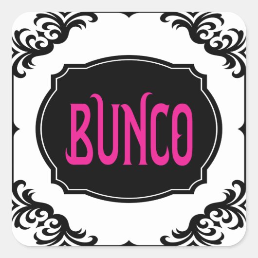 Bunco Game Night Pink Modern Bold Vierkante Sticker (Voorkant)