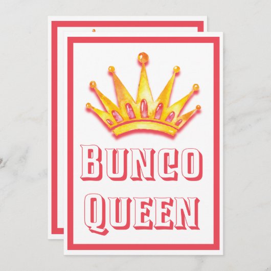 Bunco Game Night Queen Crown Waterverf Kaart (Voorkant / Achterkant)