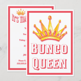 Bunco Game Night Queen Crown Waterverf Kaart