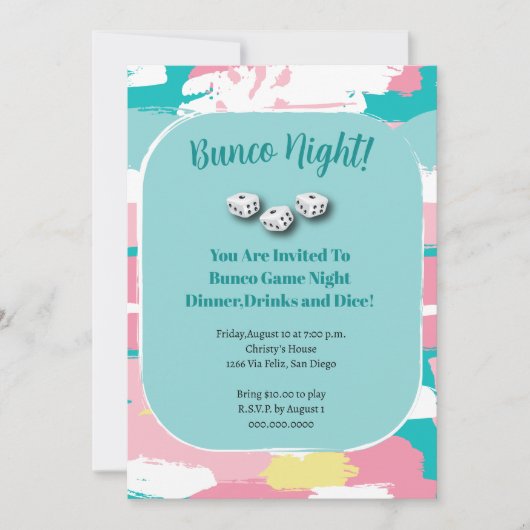 Bunco Game Party Event Kaart (Voorkant)