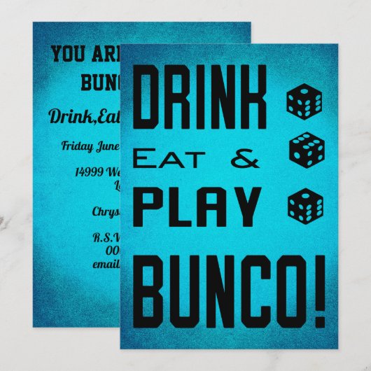Bunco Girls Night Out Bunco Dice Kaart (Voorkant / Achterkant)