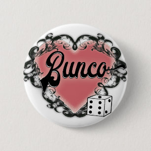Bunco Girls Night Out Heart tattoo Button