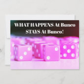 Bunco Girls Night Out Pink Dice Party Kaart (Voorkant)