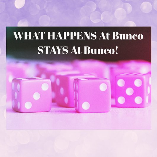 Bunco Girls Night Out Pink Dice Party Kaart