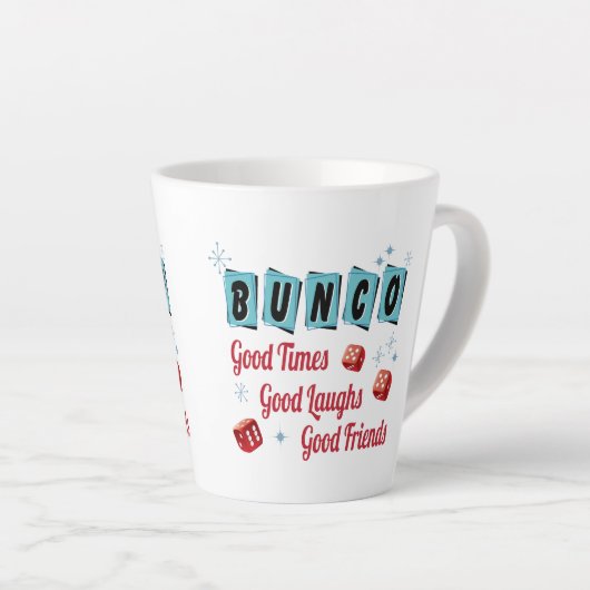 Bunco Good Times Friendship Dice Retro Latte Mok (Rechterhoek)