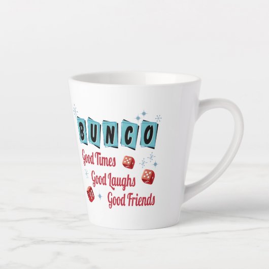 Bunco Good Times Friendship Dice Retro Latte Mok (Rechts)
