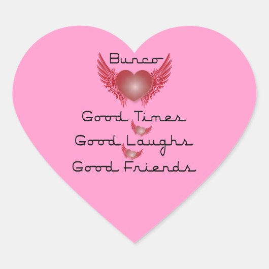 Bunco - Good Times, Laughs, Friends - Retro Heart Hart Sticker (Voorkant)