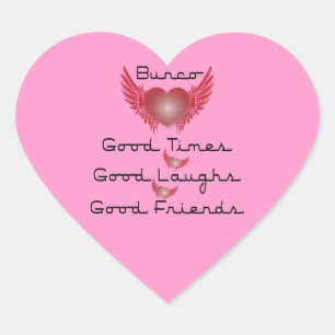 Bunco - Good Times, Laughs, Friends - Retro Heart Hart Sticker