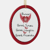 Bunco - Good Times, Laughs, Friends - Retro Heart Keramisch Ornament (Rechts)