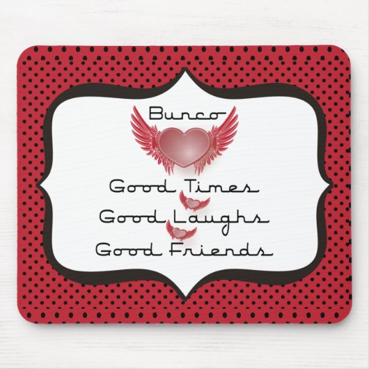 Bunco - Good Times, Laughs, Friends - Retro Heart Muismat (Voorkant)