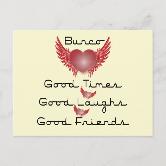 bunco good times met hart en vleugels briefkaart (Voorkant)