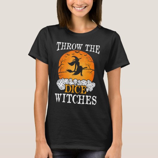 Bunco gooit de Dice Witches Bunco Game Halloween T-shirt (Voorkant)