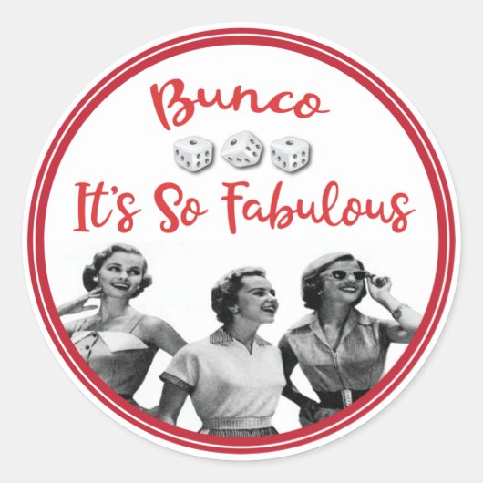 Bunco Grappige Retro Lady Spelers Ronde Sticker (Voorkant)