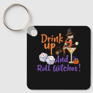Bunco Halloween Drink Omhoog en Roll Witches Dice  Sleutelhanger