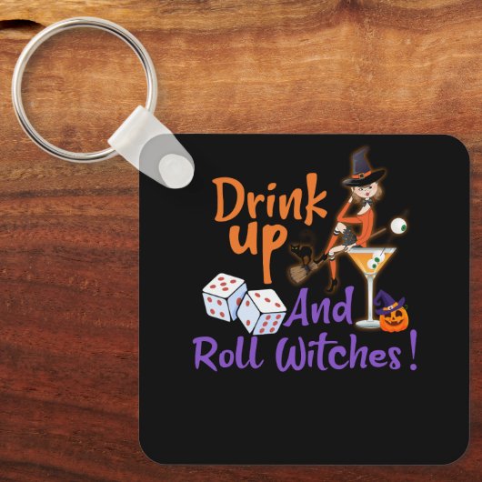 Bunco Halloween Drink Omhoog en Roll Witches Dice Sleutelhanger (Voorkant)