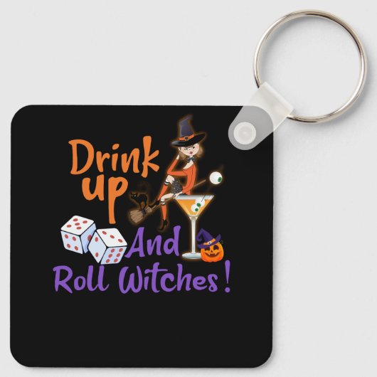 Bunco Halloween Drink Omhoog en Roll Witches Dice Sleutelhanger (Achterkant)
