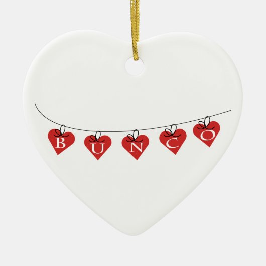 Bunco Heart Banner Keramisch Ornament (Voorkant)