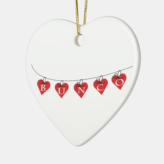Bunco Heart Banner Keramisch Ornament (Links)