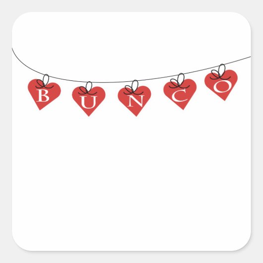 Bunco Heart Banner Vierkante Sticker (Voorkant)