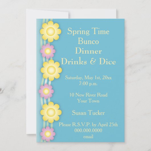 Bunco Invite Colorful bloemen Kaart (Voorkant)