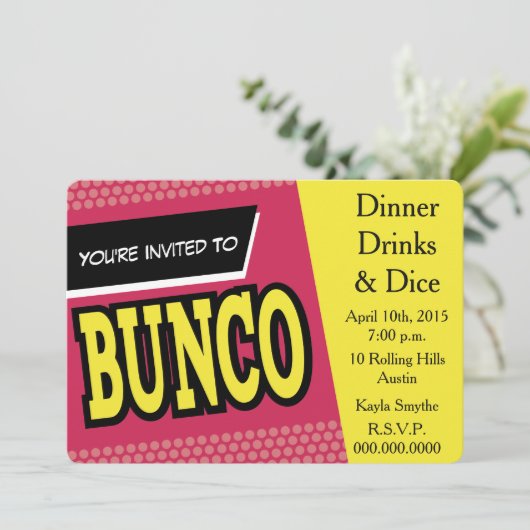 Bunco Invite Kaart (Staand voorkant)