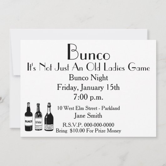 Bunco Invite Kaart (Achterkant)