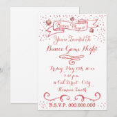 Bunco Invite - Ribbon en Dice Kaart (Voorkant / Achterkant)