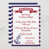 Bunco Invite - Rood, Wit en Blauw Kaart (Voorkant / Achterkant)