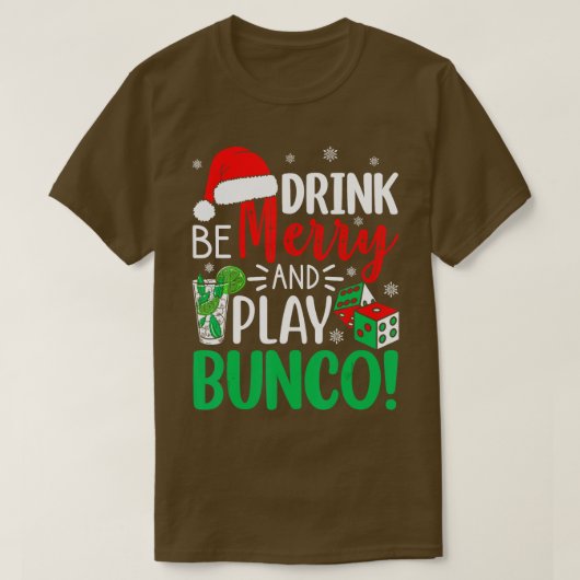 Bunco Kerst Drink Merry Spelen Bunco Dice Ugly S T-shirt (Design voorkant)