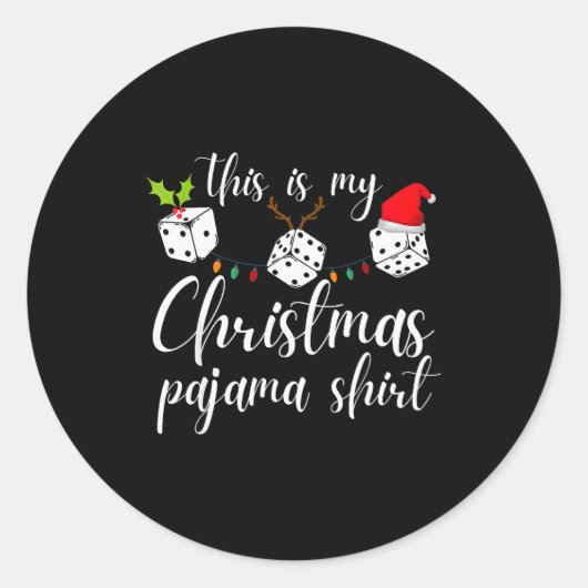 Bunco Kerst Pyjama Dobbelspel Avond Ronde Sticker (Voorkant)