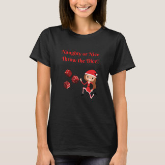 Bunco Kerstmis Naughty of Nice Gooi de Dice T-shirt