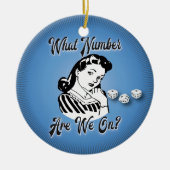 Bunco kerstversiering - Retro What Number Keramisch Ornament (Voorkant)