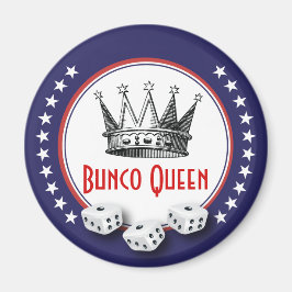 Bunco koningin magneet rood, wit en blauw met ster