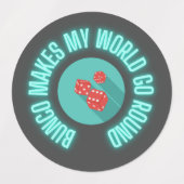 Bunco laat mijn wereld rondgaan labels (Design 2)