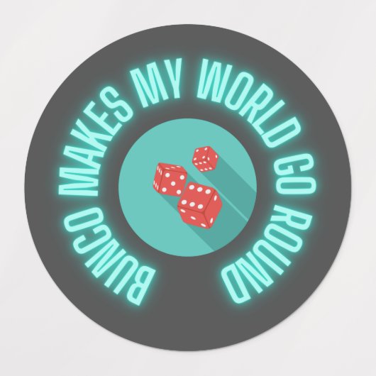 Bunco laat mijn wereld rondgaan labels (Design 1)