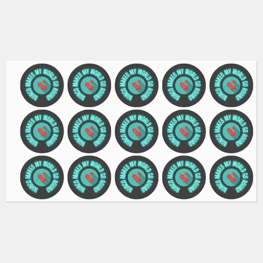 Bunco laat mijn wereld rondgaan labels (Vel)