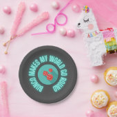 Bunco laat mijn wereld rondgaan papieren bordje (Feest)