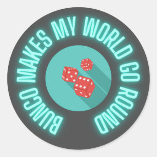 Bunco laat mijn wereld rondlopen  ronde sticker