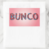 Bunco letters met bunco dobbelstenen rechthoekige sticker (Tas)
