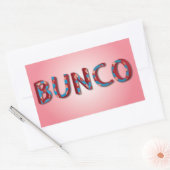 Bunco letters met bunco dobbelstenen rechthoekige sticker (Envelop)